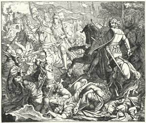 Otto I of Germany defeating the Magyars at the Battle of Lechfeld, 955 by German School