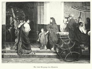 Outside the entrance to a Roman theatre by German School