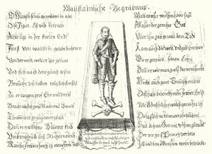 Pamphlet issued in memoriam of the assassinated Bohemian military leader Albrecht von Wallenstein by German School
