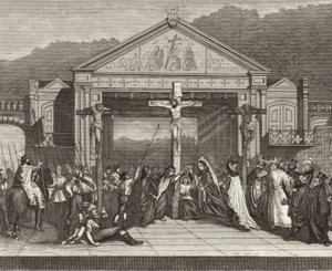 Passion Play in Oberammergau, Bavaria, Germany. Illustration for Bilder-Atlas by German School