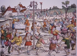 Peasants Dancing by German School