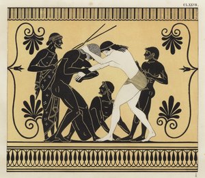 Peleus and Atalanta Wrestling by German School
