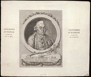 Portrait of Carl Philipp Emanuel Bach engraved by C. D. Krohn by German School