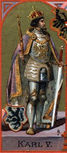 Portrait of Charles V (1500-1558). Chromolithography