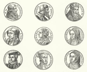 Portraits of Popes and Royalty (engraving)
