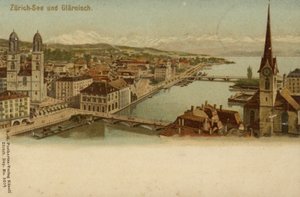 Postcard Depicting a General View of the City of Zurich by German School
