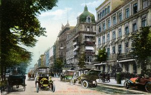 Postcard depicting the Unter den Linden and the Kranzler-Eck in Berlin, c.1910 by German School