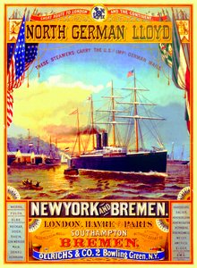 Poster Advertising the North German Lloyd Line, 1883