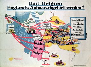 Poster Expressing German Anxiety over the Proposed Construction of a Channel Tunnel Linking Belgium and England, c.1914-18