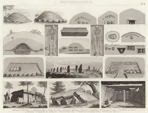 Prehistoric burial chambers. Illustration for Bilder-Atlas by German School