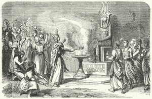 Priests performing a sacrifice in Ancient Egypt