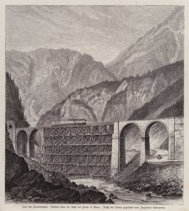 Railway Viaduct Over the River Fella at Ponte di Muro, Friuli, Italy by German School