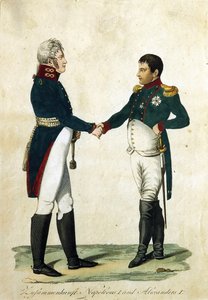 Meeting of Napoleon and Alexandre I by German School