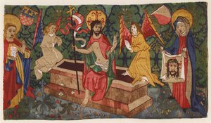 Resurrection of Jesus Christ, tapestry altar frontal, Aargau, Switzerland, late 15th Century by German School