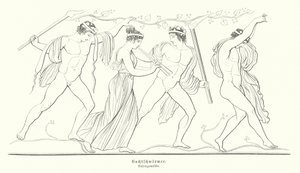 Revellers at night in Ancient Greece