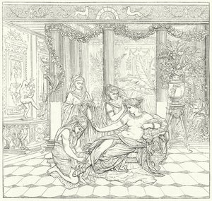 Roman lady at her toilet by German School