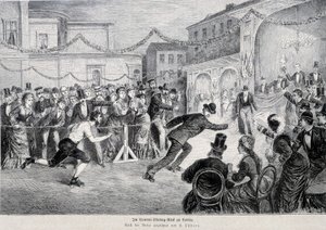 Roulette skate race in Berlin in 1878 by German School