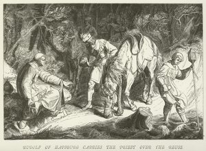 Rudolf of Hapsburg Carries the Priest over the Reuss by German School