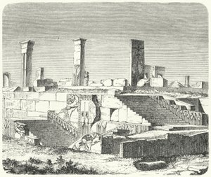 Ruins of the Palace of Xerxes at Persepolis (engraving) by German School