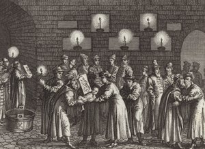 Russian Orthodox Baptism. Illustration for Bilder-Atlas by German School