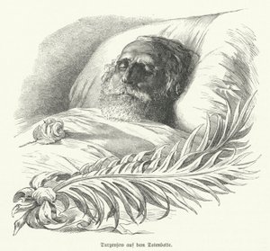 Russian Author Ivan Turgenev on His Deathbed by German School