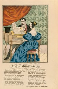 Scene Showing a Couple at the Piano, with a Love Poem Written Underneath, from Neuruppiner Bilderbogen, 1850