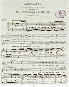 Score Page of Abendlied by Felix Mendelssohn by German School