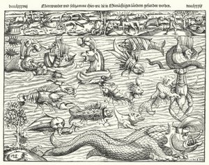 Sea Creatures (engraving) by German School