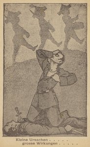 Small Causes... Big Effects. German Anti-War Illustration, Issued by WILPF, Late 1920s by German School