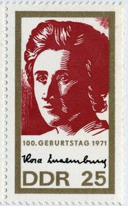 Stamp representing Rosa Luxembourg by German School