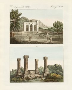 Strange Memorials in Abyssinia (coloured engraving) by German School