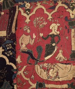Stumpwork depicting Tristan and Isolde