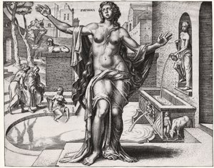 Suzanne in the Bath (engraving) by German School