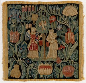 Tapestry Cushion Cover Depicting The Annunciation, from Lower Saxony or Denmark, After 1600 by German School