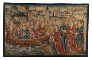 Tapestry Panel Depicting the Meeting of St Ursula and Prince Artherius in Mayence, from Middle Rhineland, End of 15th Century