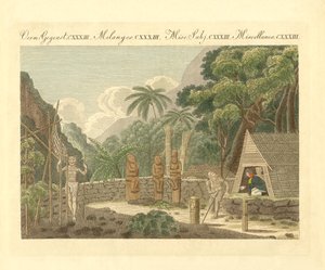 The Morai or the sepulture-plaza on the Island of Nukahiwah in the South Seas by German School