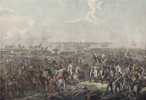 The Prince of Schwarzenberg Bringing News of Victory at the Battle of Leipzig to the Allied Sovereigns on the Evening of 18 October 1813 by German School