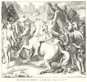 The Siege of Jericho, Joshua, ch vi, ver 13 (engraving) by German School