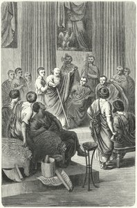 The blind Appius Claudius Caecus speaking in the Roman Senate against Cineas, the ambassador of Pyrrhus of Epiris, 279 BC by German School