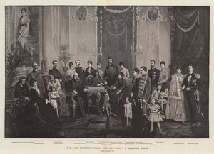 The late Emperor William and his Family, a Memorial Scene by German School