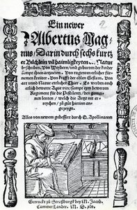 Title Page for a New Albertus Magnus: six short books describing many of the secrets of nature, published 1514 by German School