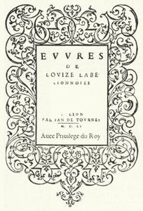 Title Page from the First Edition of a Work by the French Poet Louise Labe (engraving) by German School