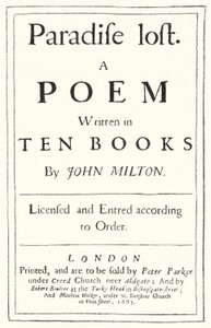 Title page from the original edition of Paradise Lost by the English poet John Milton, published in 1667 by German School