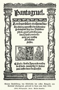 Title Page of the First Edition of Pantagruel by Francois Rabelais, Printed in Lyon in 1532 by German School