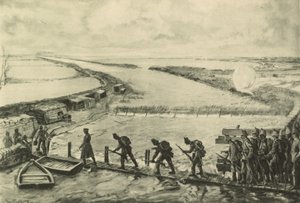 Troops of the Marines Getting into Position, Walking Over the Yser by German School