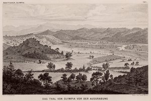Valley of Olympia, Greece, before archaeological excavations by German School