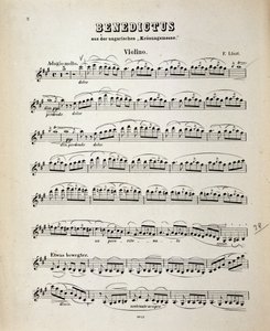 Violin Score Page from Hungarian Coronation Mass by Franz Liszt by German School