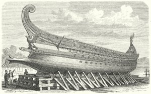 Warship designed by Napoleon III of France based on an Ancient Roman trireme by German School