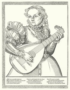 Woman Playing a Lute by German School