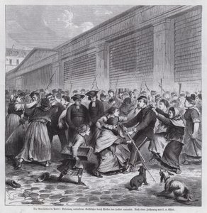 Women of the market of Les Halles freeing members of the clergy from captivity, Paris Commune by German School